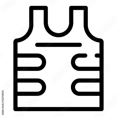 Bulletproof vest icon. Outline bulletproof vest vector icon for web design isolated on white background