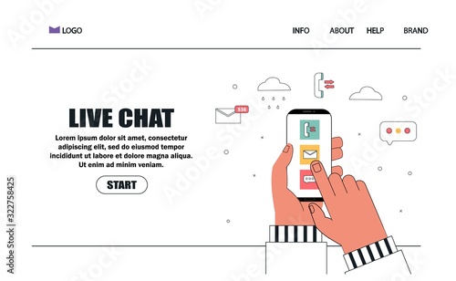 Customer service and advising clients concept illustration for banner, landing page, mobile app, web design. Concept vector illustration for 24/7 chat, call center, support, feedback, assistance.