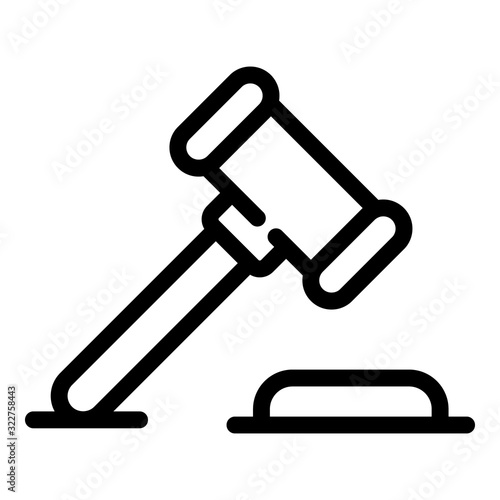 Judge gavel icon. Outline judge gavel vector icon for web design isolated on white background
