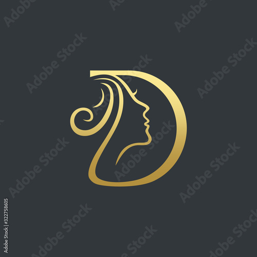 Letter D beauty Face Logo Design Vector Icon