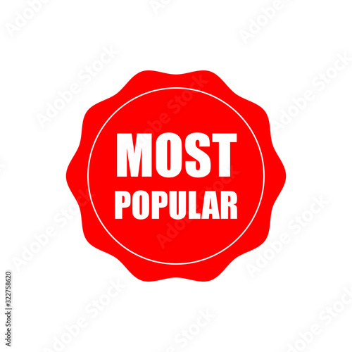 Most Popular. Red Vector Banner Seal on white background