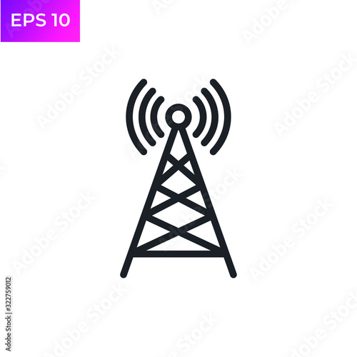 Tower signal  icon template color editable. Radio antenna. Broadcasting tower. Transmitter Signal symbol logo vector sign isolated on white background illustration for graphic and web design.