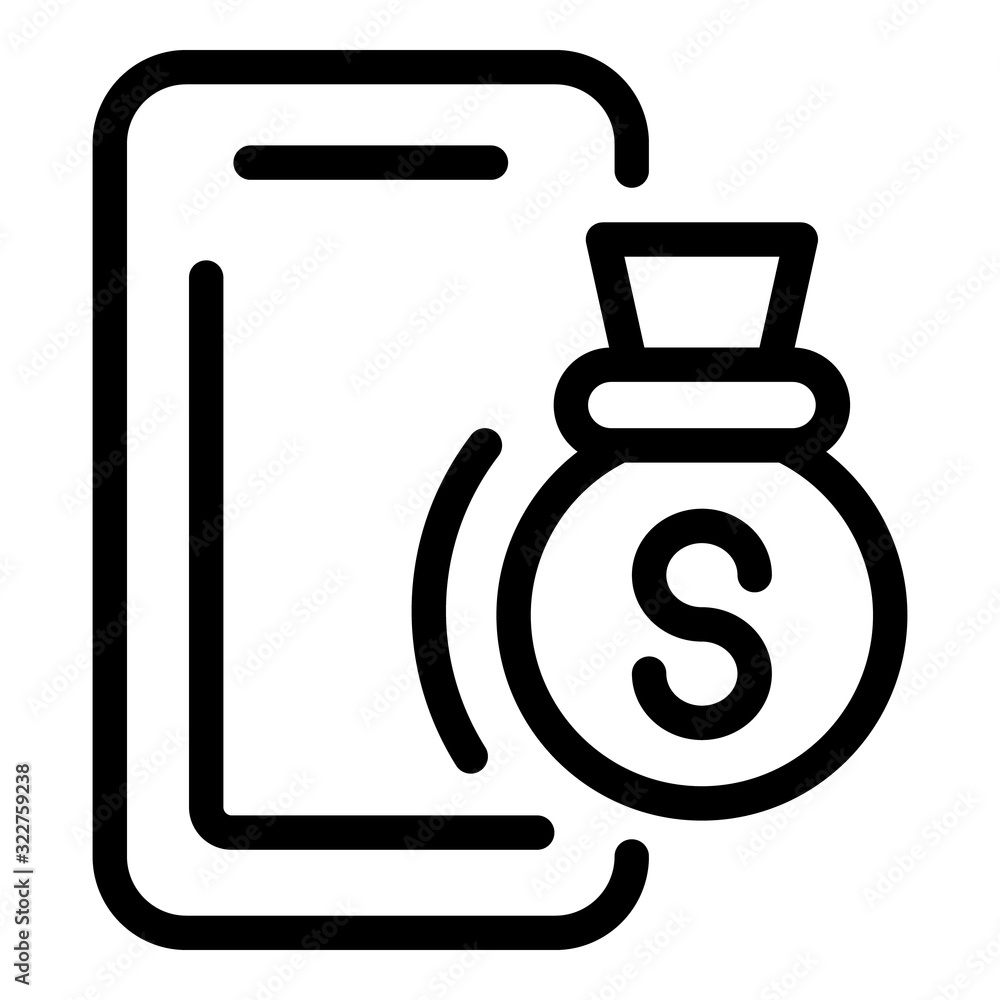 Smartphone money tax icon. Outline smartphone money tax vector icon for web design isolated on white background Smartphone money tax icon. Outline smartphone money tax vector icon for web design isolated on white background