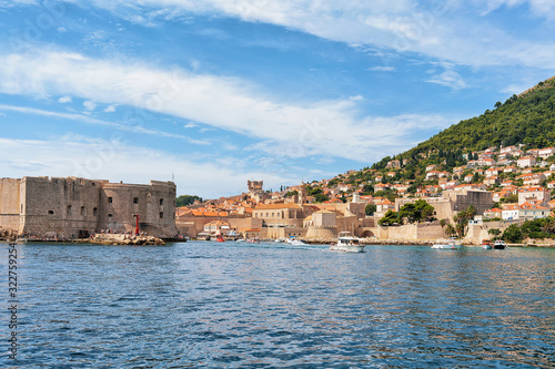 Fototapeta Naklejka Na Ścianę i Meble -  Sailing boats at Saint John Fort and Old port Dubrovnik