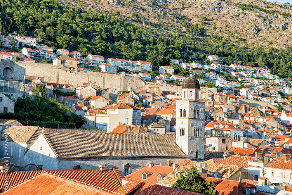 Panorama on Old city with fortress walls in Dubrovnik
