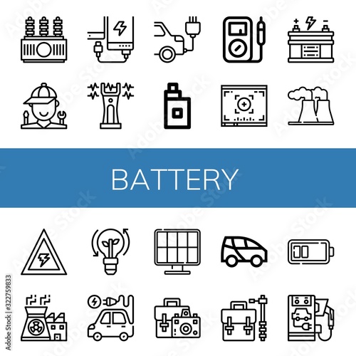 battery simple icons set