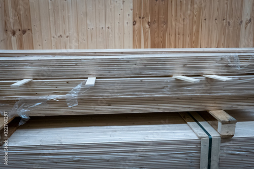 Wooden linings in a constru...