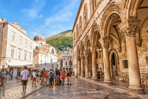 People at Rector Palace on Stradun Street in Dubrovnik photo