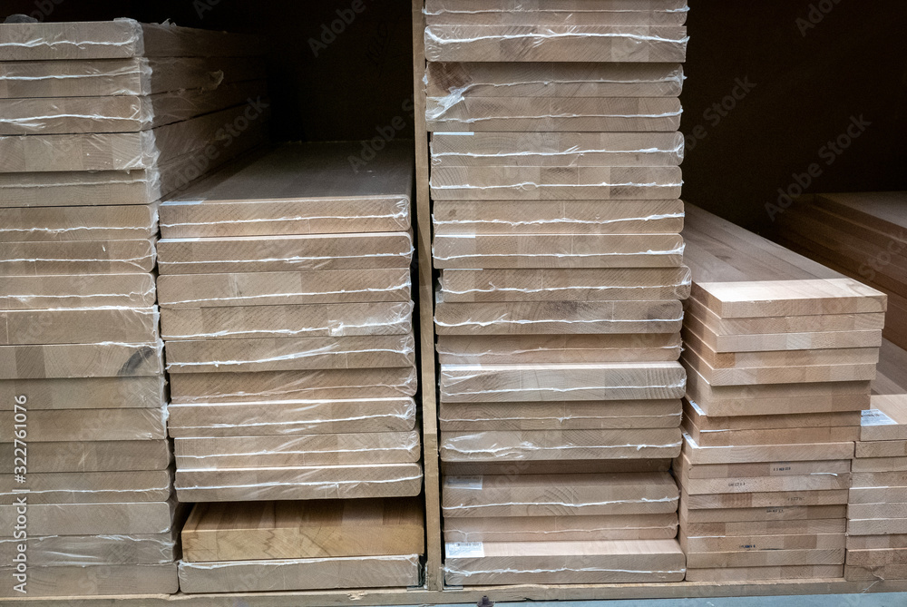 Hip of wooden planks in a construction mall Hip of wooden planks in a construction mall