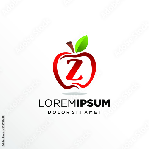 Initial Letter Z with Apple Fruit