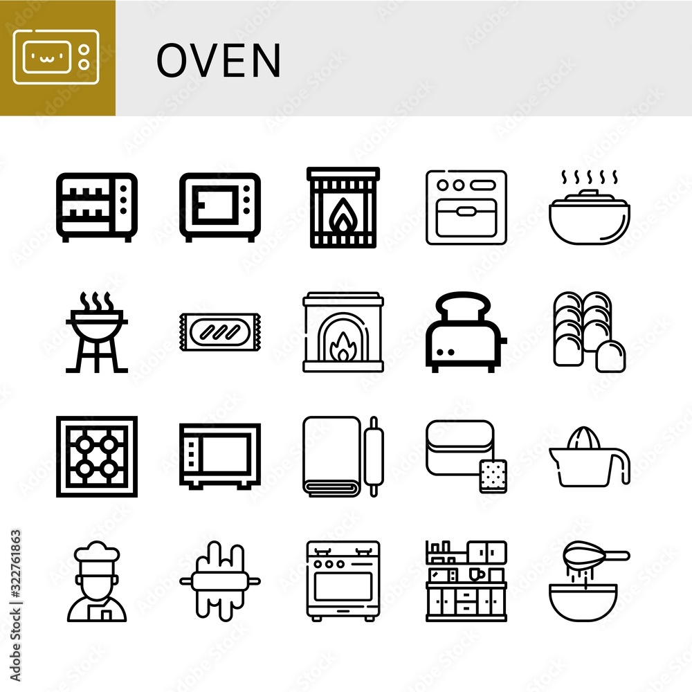 oven simple icons set oven simple icons set
