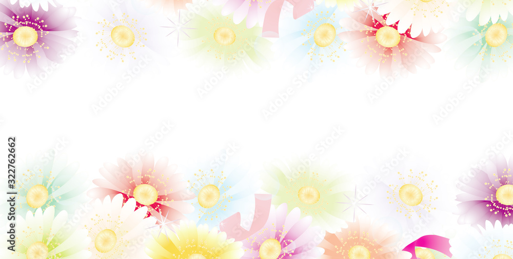 ガーベラの花カラフルなパステルカラーのバナー素材