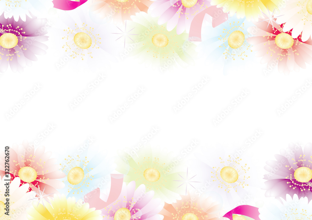ガーベラの花カラフルなパステルカラーの縦長フレーム素材 Stock Illustration Adobe Stock