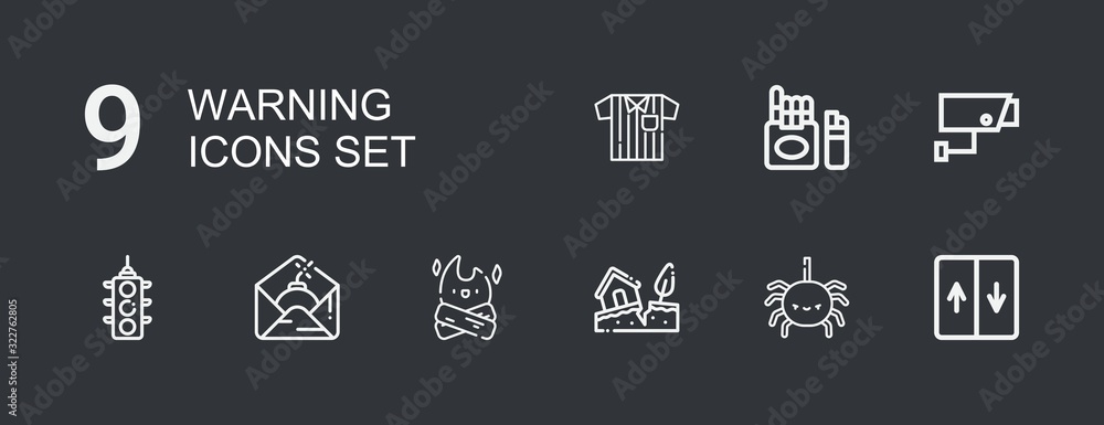 Editable 9 warning icons for web and mobile