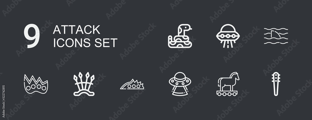 Editable 9 attack icons for web and mobile
