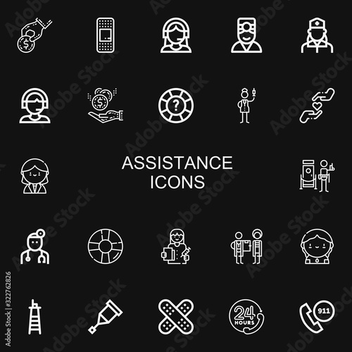 Editable 22 assistance icons for web and mobile