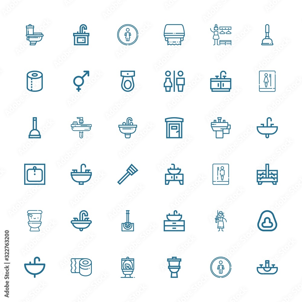 Editable 36 wc icons for web and mobile Editable 36 wc icons for web and mobile