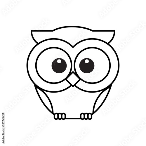 Owl bird line icon. Cute ow...