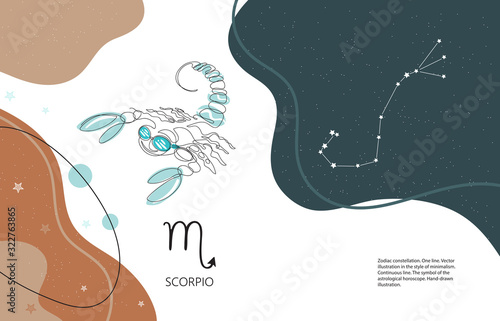 Zodiac background. Constellation Scorpio. The element of water.