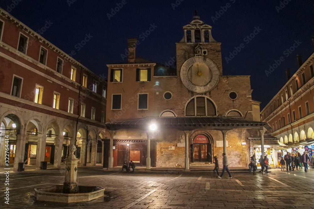 Square of Venice in the night, Italy, Europe.