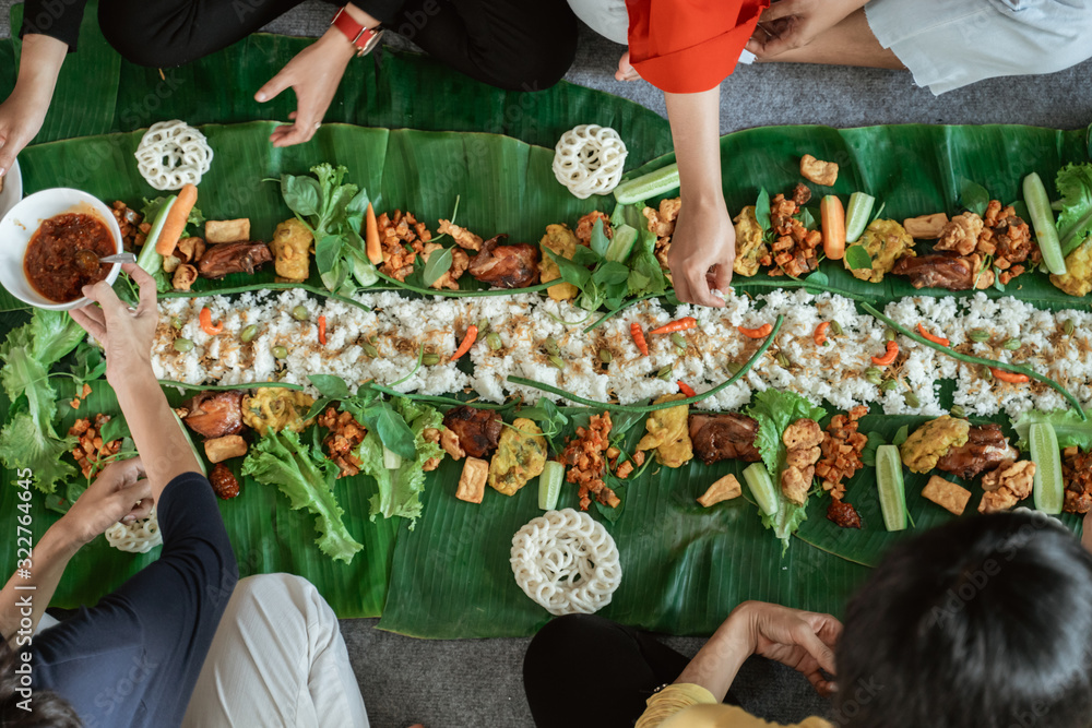 Foto de Top View portrait of people asian eating their food served on