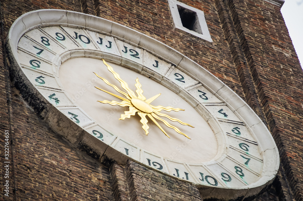 Old Clock in the tower of Venice, Italy.