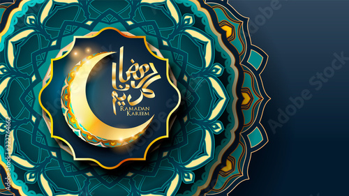 Beautiful Ramadan Kareem islamic design crescent moon and mandala