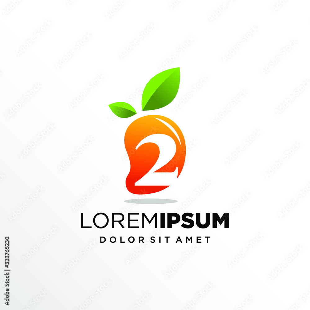 Obraz premium Initial Number 2 with Mango Fruit