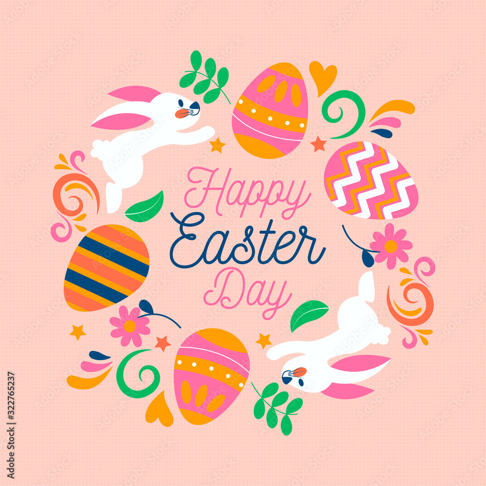 Happy easter day in flat design.Vector