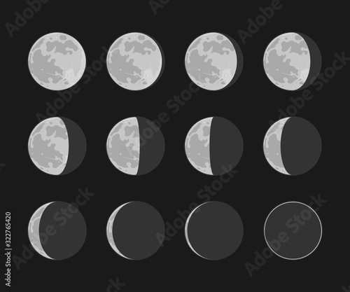 Phases moon icons set