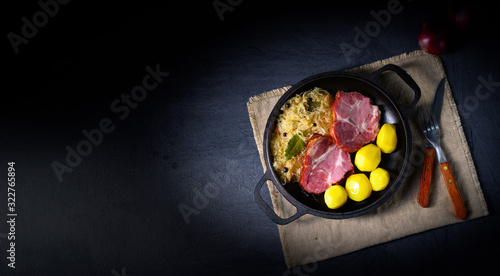 boiled sauerkraut and delicious saddle of pork