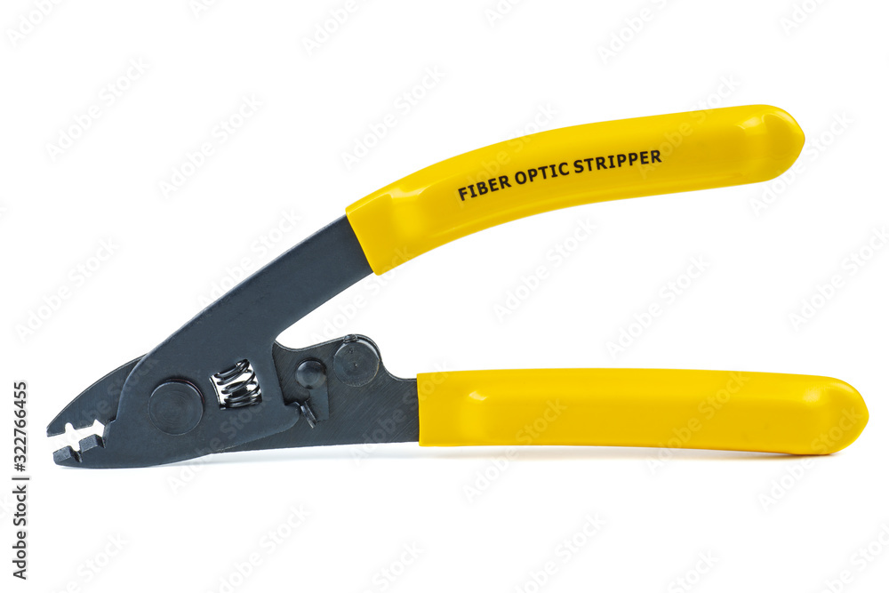 Fiber optic stripper tool isolated on white Fiber optic stripper tool isolated on white
