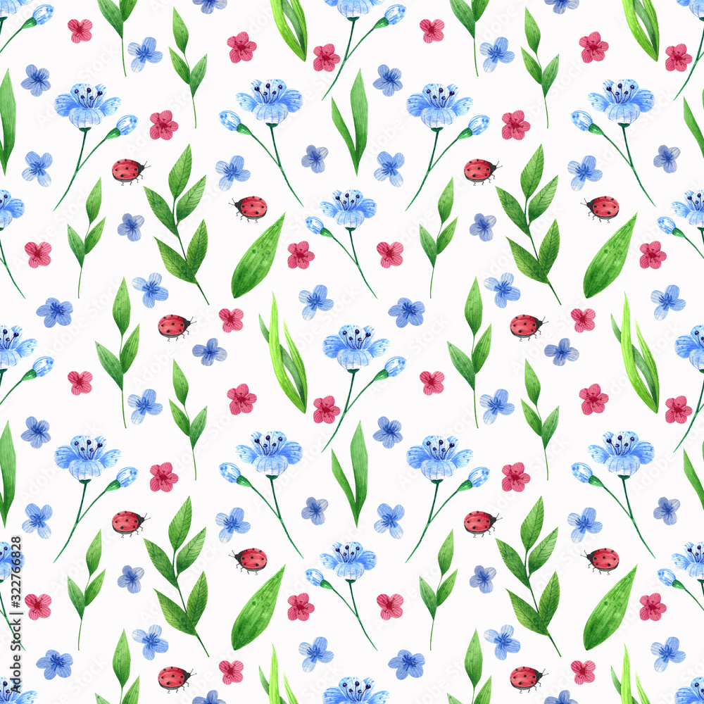 custom made wallpaper toronto digitalSimple floral seamless pattern. Hand drawn watercolor elements.