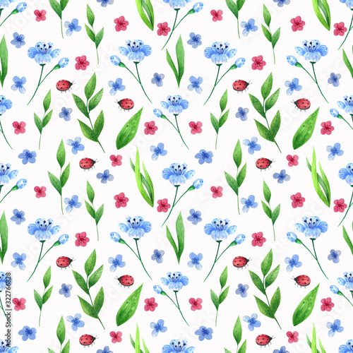 Wallpaper Mural Simple floral seamless pattern. Hand drawn watercolor elements. Torontodigital.ca