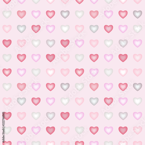Love. Saint Valentines Day, 14th February. Cute pink hearts. Vector seamless pattern.