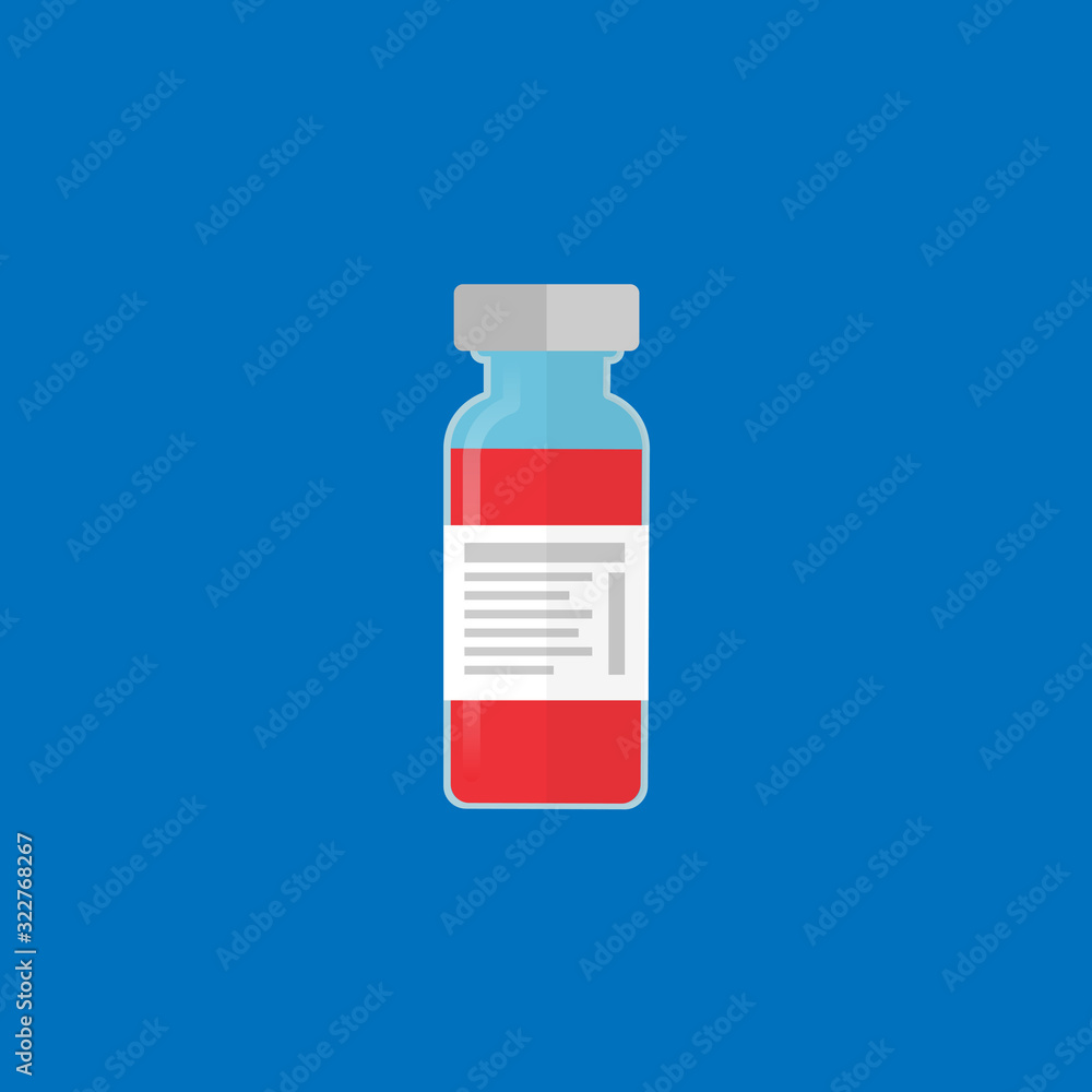 medical ampoule with vaccine icon in flat style. medical ampoule with vaccine icon in flat style.