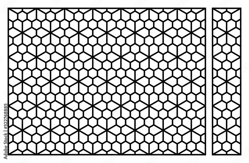Laser cutting template. Decorative panel. Oriental geometric pattern.