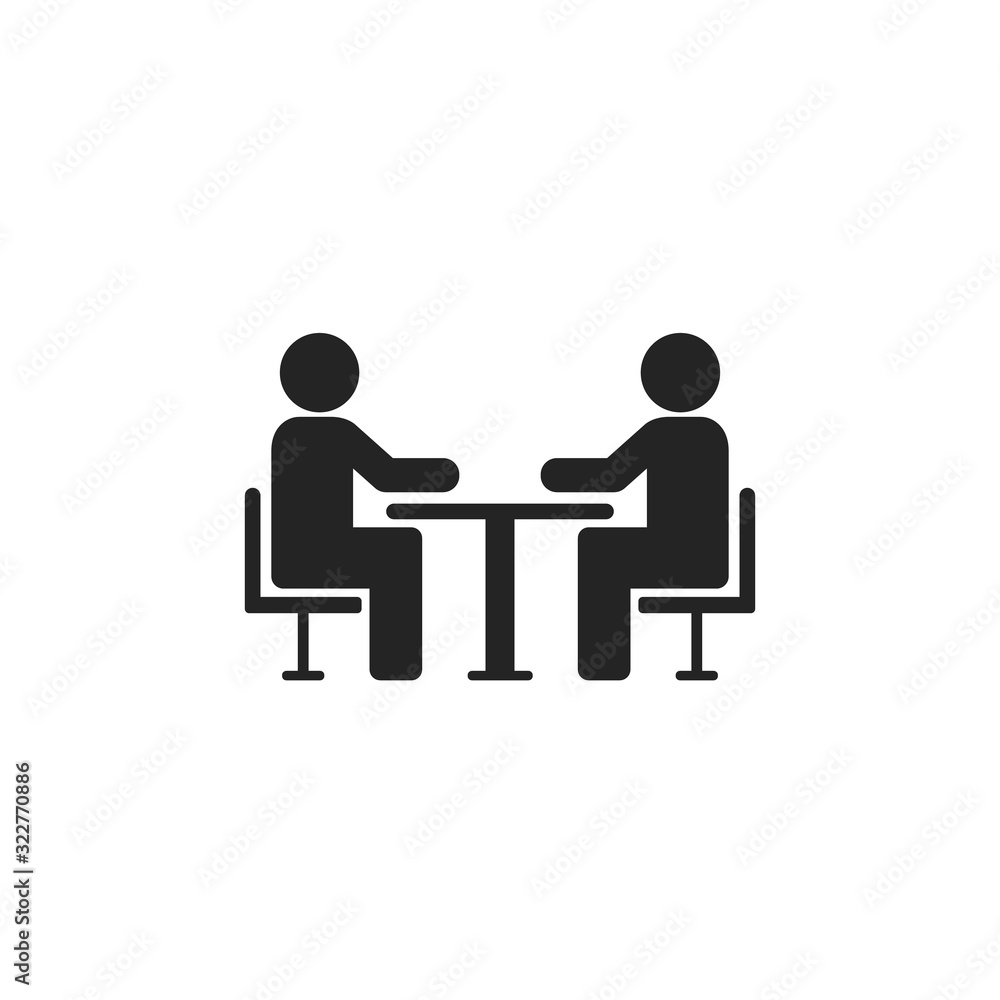 Two people at the table icon. Icon Conference. Vector Two people at the table icon. Icon Conference. Vector