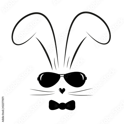 Cool bunny- hand drawn illustration. Good for greeting card, poster, banner, textile print, and gift design.
