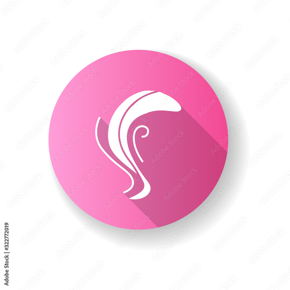 Odor pink flat design long shadow glyph icon. Bad smell. Perfume scent. Fragrance curves. Dirty air, emission. Smoke stream, fume swirls, evaporation. Silhouette RGB color illustration Odor pink flat design long shadow glyph icon. Bad smell. Perfume scent. Fragrance curves. Dirty air, emission. Smoke stream, fume swirls, evaporation. Silhouette RGB color illustration