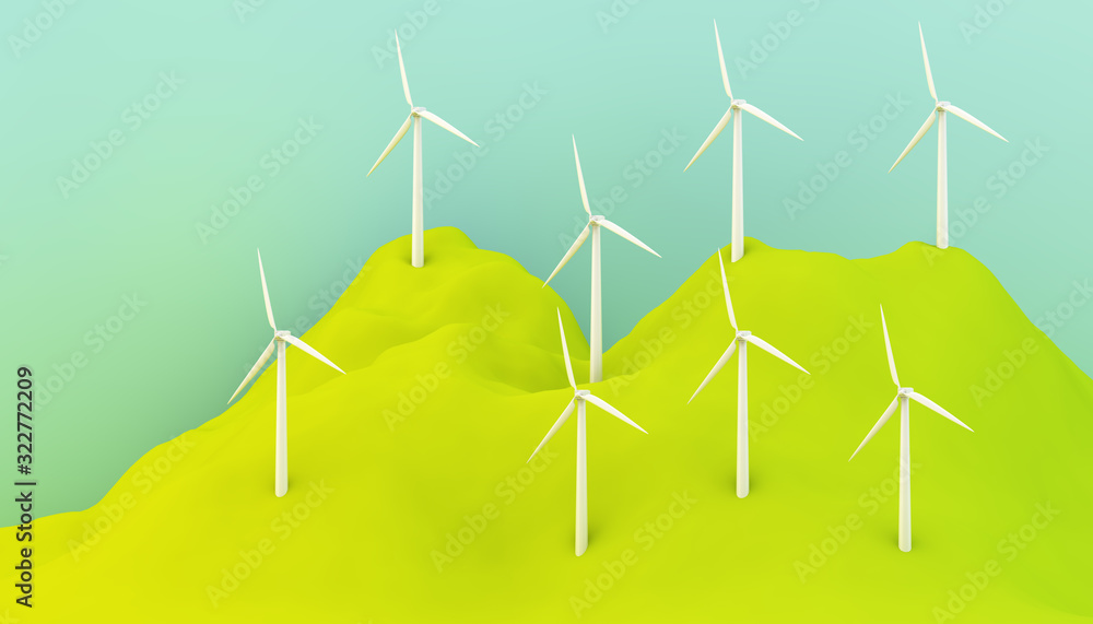 windmill turbines - obrazy, fototapety, plakaty 