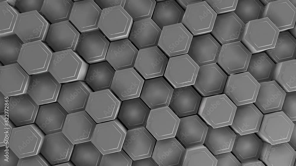 Abstract Silver Hexagons Background Random Motion, 3d Animation, Metal Material Abstract Silver Hexagons Background Random Motion, 3d Animation, Metal Material