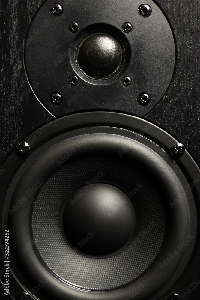 Acoustic column, musical speaker. Close up Acoustic column, musical speaker. Close up