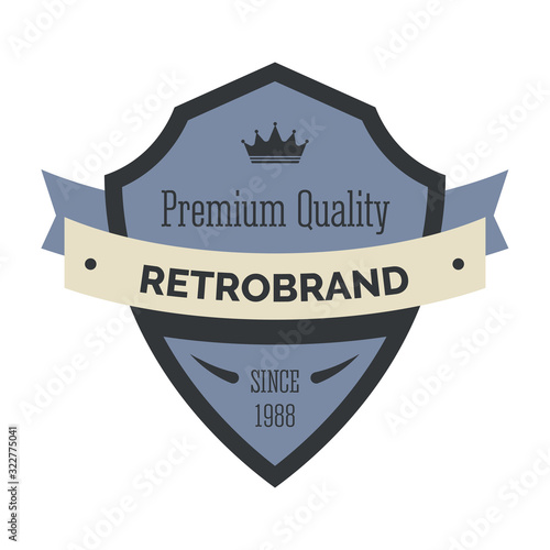 Retro brand company logo template with shield crest frame