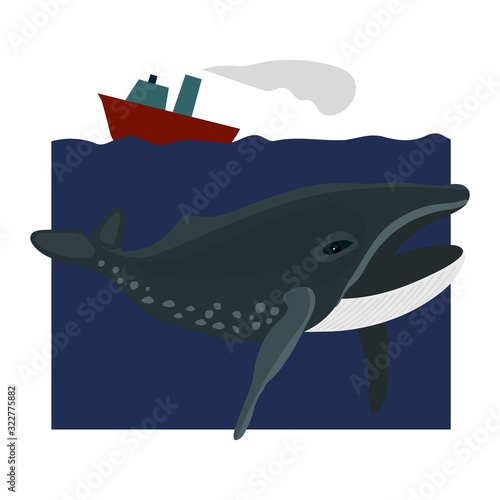 Whale arctic white background vector