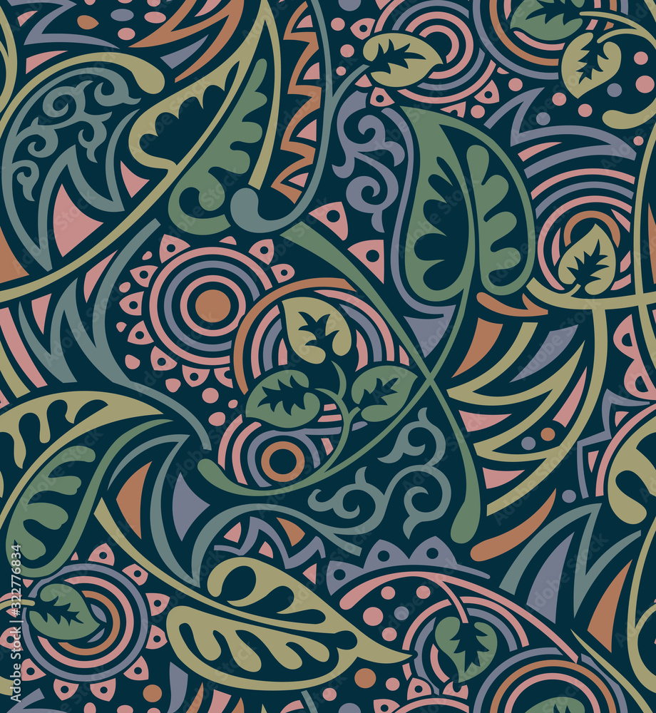 Seamless tribal floral pattern Seamless tribal floral pattern