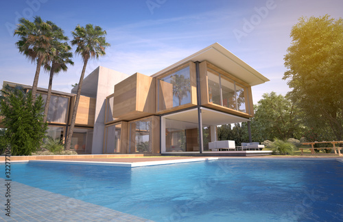 Impressive modern villa with pool and exotic garden © FrankBoston