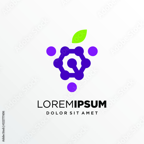 Initial Letter Q with Grapes fruit