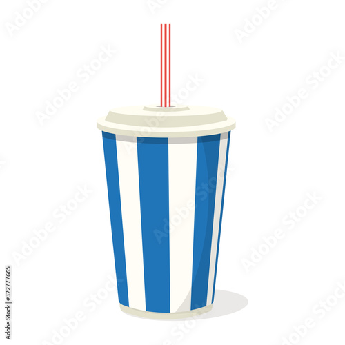 Soda paper cup drink with straw