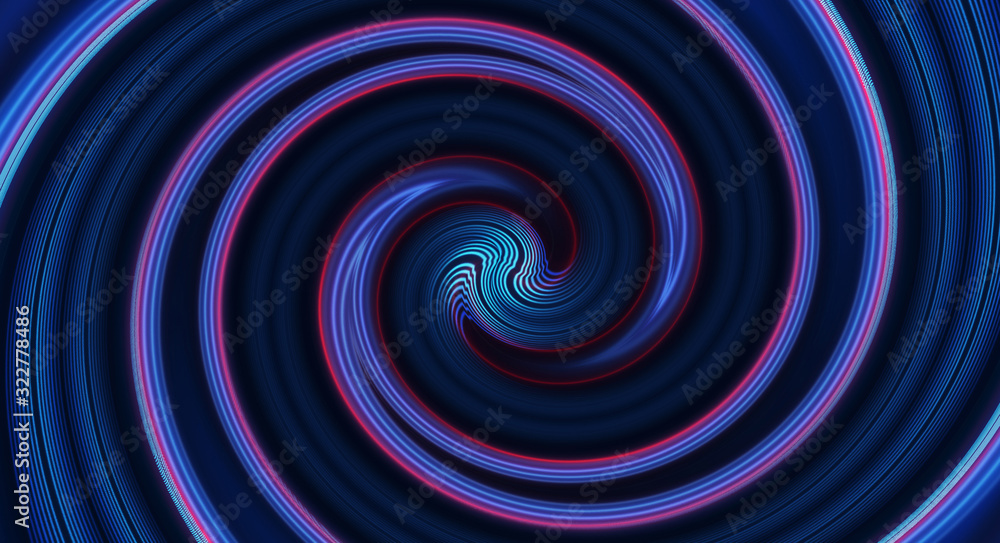 Obraz premium Abstract blue background. Circle, blue neon. Twisting.